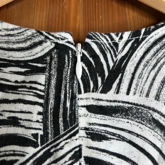 Garnet Hill Harborside Linen Fringe-Hem Dress Women’s 6 Black White Geometric - Picture 7 of 8